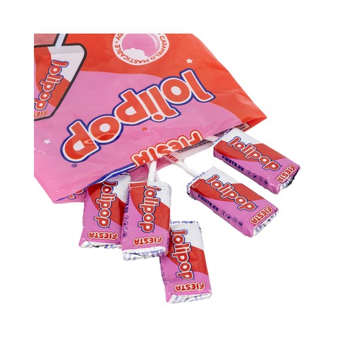 FIESTA LOLIPOP Caramelos blandos con palo masticables fresa 7 uds. x 11,5 g.