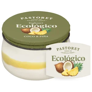 PASTORET Yogur con coco y piña ecológicos 135 g.
