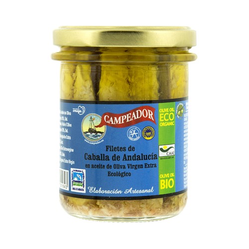 CAMPEADOR Caballa de Andalucìa, filetes en aceite de oliva virgen extra ecológica CAMPEADOR 135 g