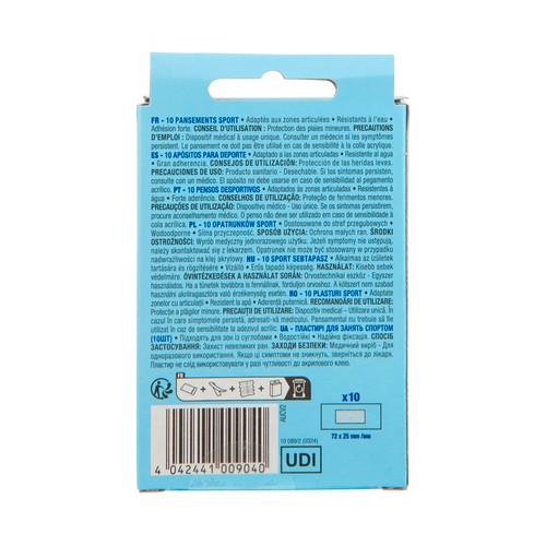 PRODUCTO ALCAMPO Apósitos (7.2 x 2.5 cm) resistentes al agua adaptados a zonas articuladas 10 uds.