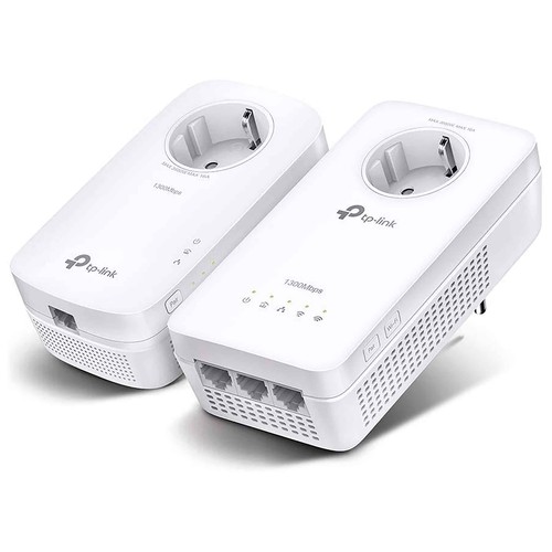Kit Extensor Powerline WiFi TP-LINK TL-WPA8631P Kit, AV1300, doble banda wifi AC1200, enchufe incorporado.