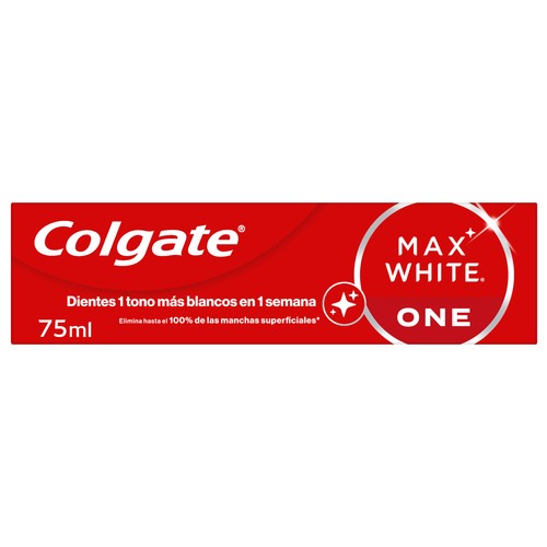 COLGATE Max white one Pasta de dientes con flúor, acción blanqueante y sabor a menta 75 ml.