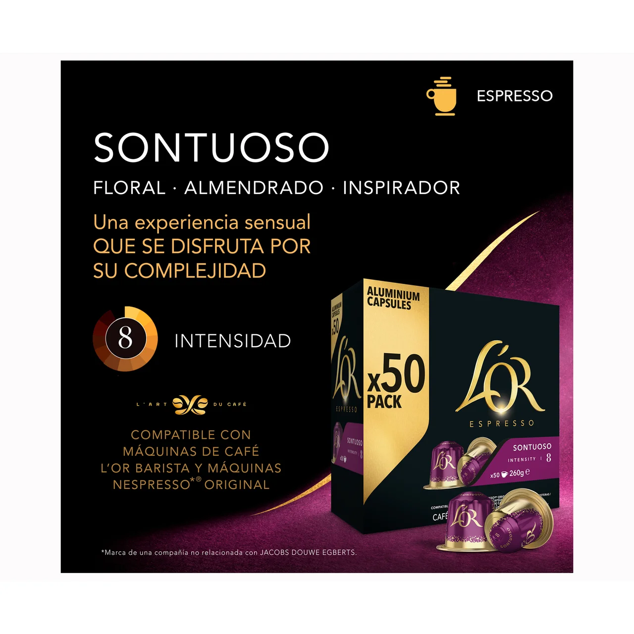 Café en cápsulas sontuosa 50 uds. 260 g.