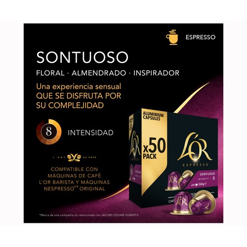 L'OR Café en cápsulas sontuosa 50 uds. 260 g.