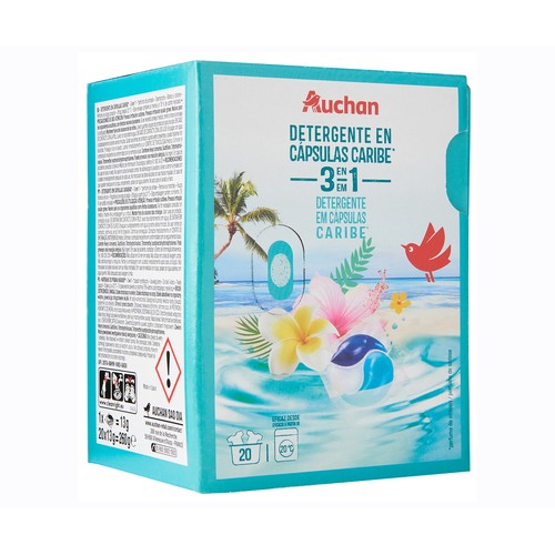 PRODUCTO ALCAMPO Detergente en cápsulas para máquina 3 en 1 caribe 20 ds.