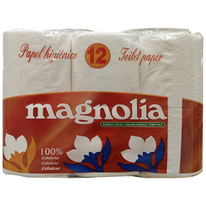 Imagen de MAGNOLIA Papel higiénico (100% celulosa) de doble capa 12 rollos.