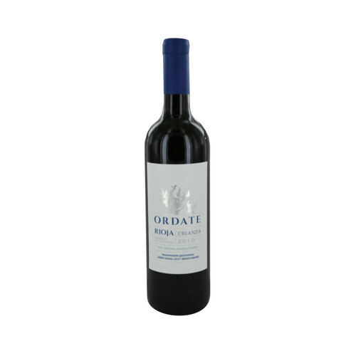 Vino tinto crianza con denominación de origen calificada Rioja ORDATE botella de 75 cl.