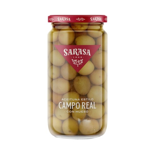 SARASA Campo real  Aceitunas al estilo campo real con hueso, 190 g.