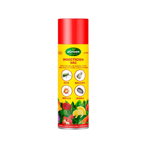 Spray con doble acción, insecticida y acaricida contra todo tipo de ácaros e insectos  AGREEN HUERTO Y JARDÍN 500 mililitros.