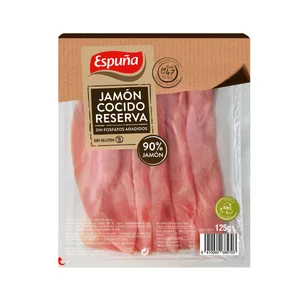 ESPUÑA Jamón cocido reserva sin fosfatos añadidos, ni gluten 120 g.