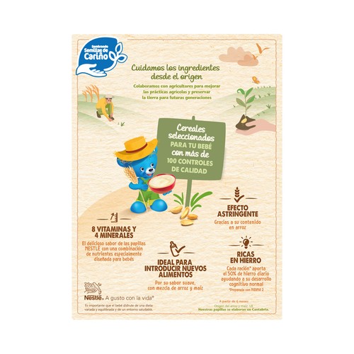 NESTLÉ Papilla de maiz y arroz, elaborada sin gluten, a partir de 4 meses 240 g.