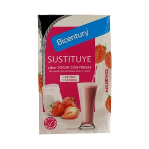 BICENTURY Batido con sabor a yogur con fresas Sustituye de BICENTURY 225 g.
