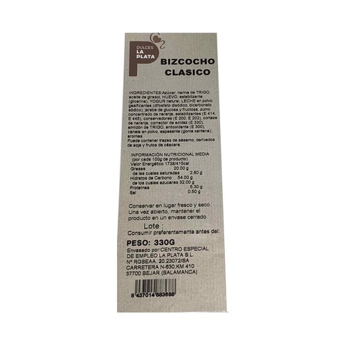 Bizcocho tradicional 330 g.