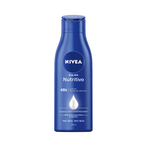 NIVEA Body milk nutritivo e hidratante, con aceite de almendras, para piel seca y muy seca NIVEA 250 ml.