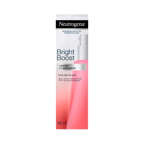 NEUTRÓGENA Bright boost Sérum facial iluminador, refuerzo hidratante para día y noche 30 ml.