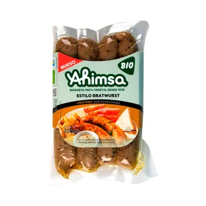 AHIMSA Bio Salchichas 100% vegetales estio Bratwurst 100% ecológicas 200 g.