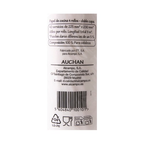 PRODUCTO ALCAMPO Papel de cocina PRODUCTO ALCAMPO 4 uds.