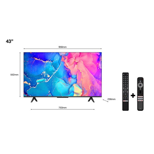 Televisión 109,2cm (43) LED TCL 43C635 4K, HDR PRO, SMART TV, WIFI, BLUETOOTH, TDT T2, USB reproductor, 2HDMI, 60HZ.