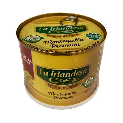 LA IRLANDESA Lata de mantequilla premium pura de Irlanda, con sal LA IRLANDESA 400 g.