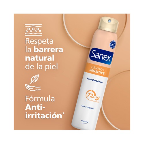 SANEX Dermo + sensitive Desodorante en spray para mujer anti transpirante hasta 72 horas 200 ml.