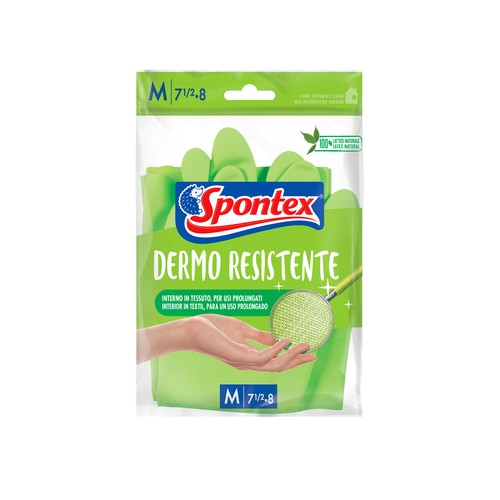 SPONTEX Guantes de látex y algodón especial baños talla mediana 7-7 1/2 SPONTEX DERMO RESISTENTE 1 par