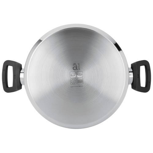 Olla alta de acero inoxidable con tapa de vidrio, apta para inducción, 30cm. ACTUEL.