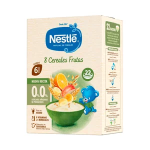 NESTLÉ Papilla de 8 cereales y frutas, a partir de 8 meses 330 g.