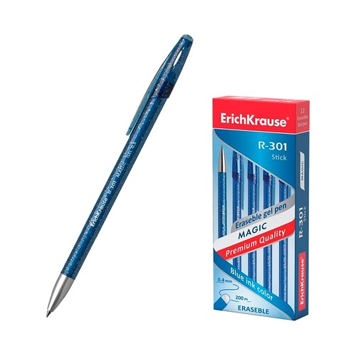 Bolígrafo borrable magic gel azul. 12 unidades. ERICHKRAUSE