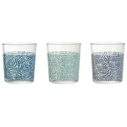 Set 3 vasos decorados 25 cl decoración hojas. ACTUEL
