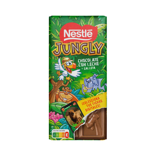 Chocolate con leche y crujiente galleta NESTLÉ JUNGLY 125 g.