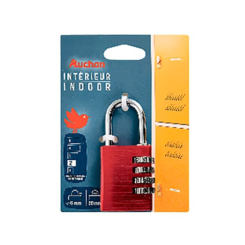 Candado de combinación de 40 mm, color rojo, seguridad 4, ALCAMPO.