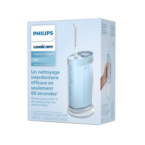 Irrigador de mano PHILIPS HX3333/24, 3 programas, 28 usos, boquilla 2 en 1: almacenamiento y llenado, color azul