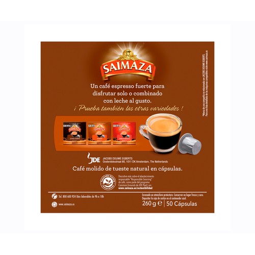 SAIMAZA Café cápsulas fuerte 50 uds. 260 gr.