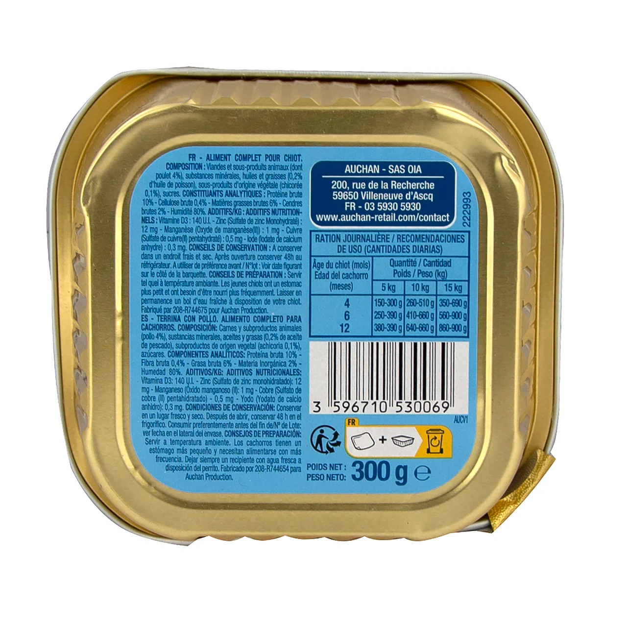 PRODUCTO ALCAMPO Alimento completo para cachorros, con pollo 300 g.
