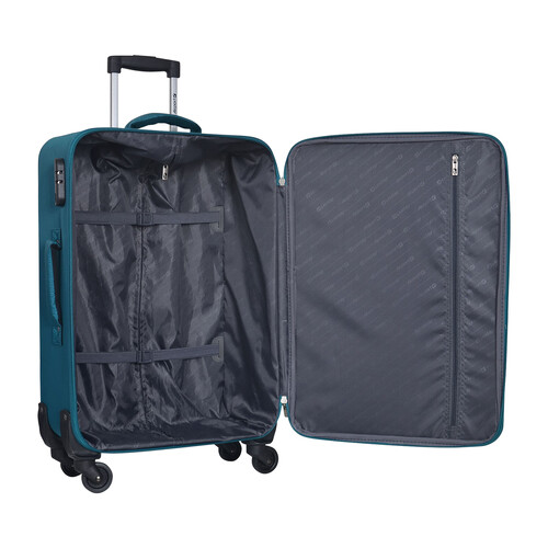 Maleta mediana soft de viaje de color verde de 65 cm y 4 ruedas ABS, AIRPORT ALCAMPO.