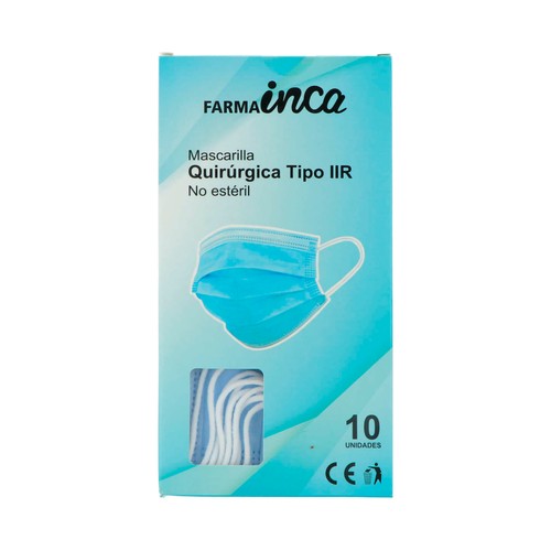 INCA FARMA Mascarillas quirúrgicas no estériles tipo IIR 10 uds.