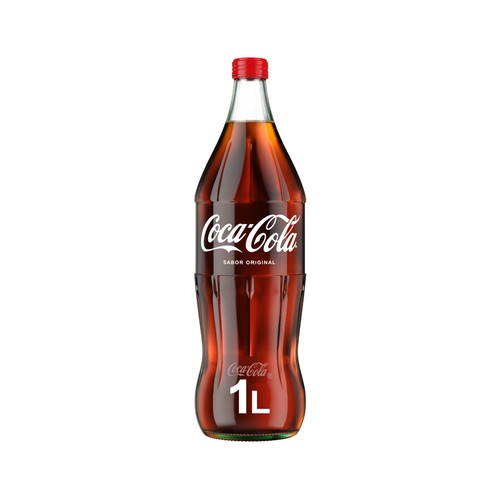 COCA COLA Refresco de cola sabor original botella vidrio 1 l.