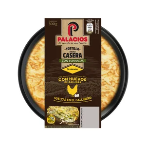 PALACIOS Tortilla fresca receta casera con espinacas y aceite de oliva virgen extra 300 g.
