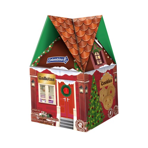 COLOMBINA Galleta mini casita de Navidad 50 g.