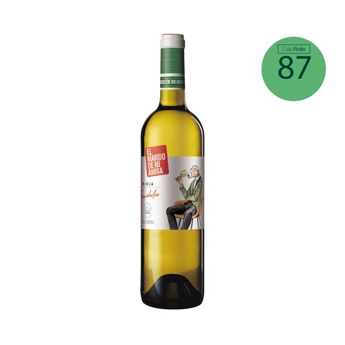 Vino blanco semidulce con denominación de origen calificada Rioja EL MARIDO DE MI AMIGA botella de 75 cl.