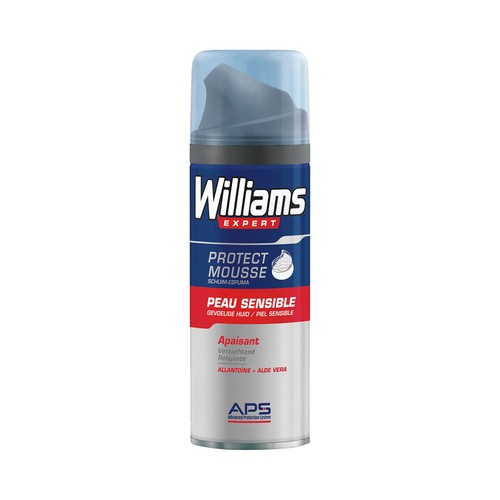 WILLIAMS Expert Espuma de afeitar calmante, con extracto de aloe vera, para pieles sensible 200 ml.