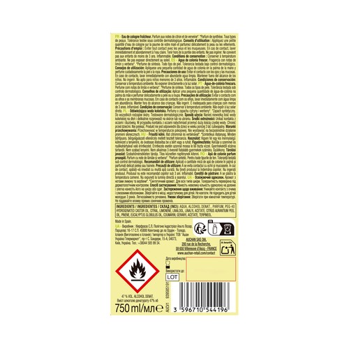COSMIA Agua de colonia con notas cítricas y de verbena 750 ml.