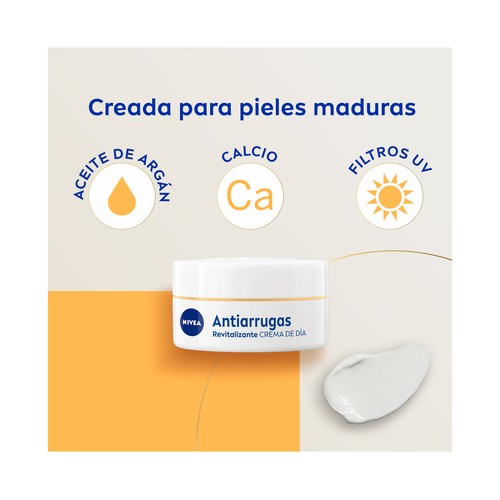 NIVEA 55+ Crema de día revitalizante para piel madura (+55 años), con FPS 15 50 ml.