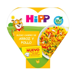 HIPP Bio Guiso casero de arroz ecológico con verduras y pollo, a partir 12 meses 250 g.