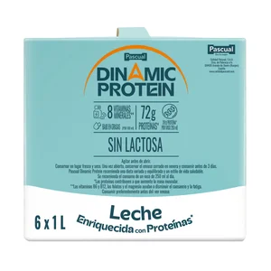 PASCUAL Dinamic protein Leche sin lactosa enriquecida con proteínas y 8 vitaminas y minerales 6 x 1 l.