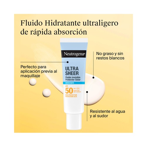 NEUTROGENA Ultra sheer Protector solar hidratante e invisible con FPS 50 (muy alto) 50 ml.