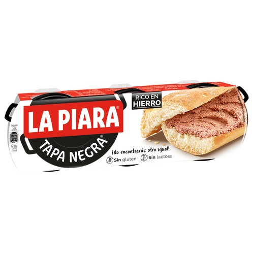LA PIARA Paté de hígado de cerdo Tapa Negra 3 ud x 75 g.