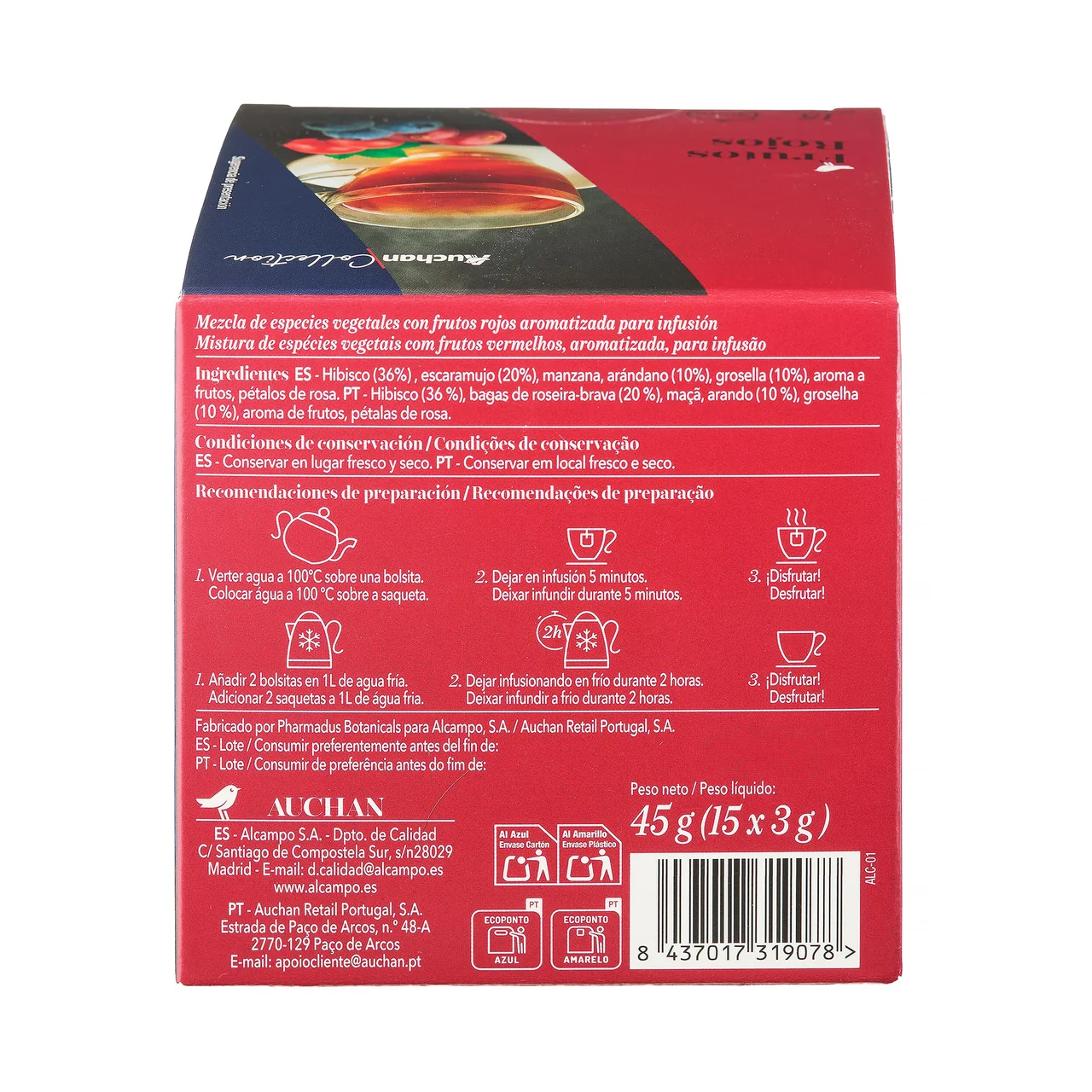 PRODUCTO ALCAMPO Collection Infusión de frutos rojos 20 uds. 45 g.