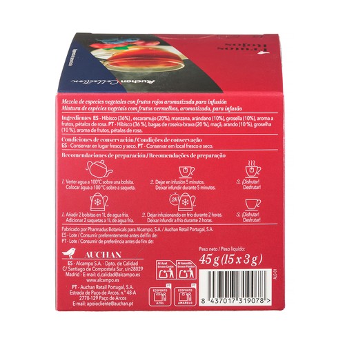 PRODUCTO ALCAMPO Collection Infusión de frutos rojos 20 uds. 45 g.