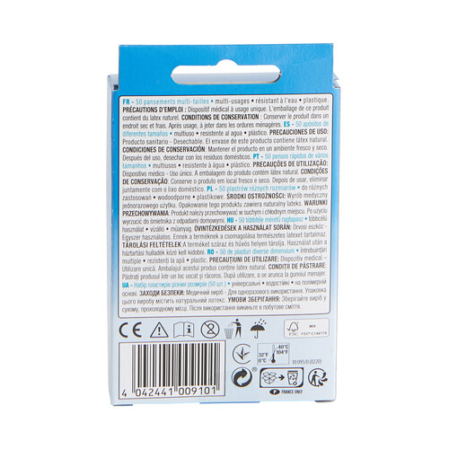 PRODUCTO ALCAMPO Apósitos de plástico transpirables y resistentes al agua de 4 tamaños diferentes PRODUCTO ALCAMPO 50 uds.